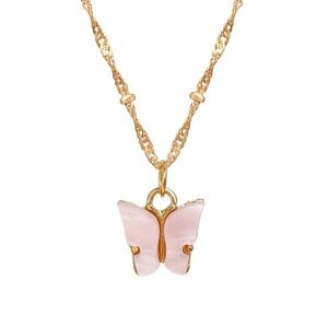 *AYAKO* Pink x Gold Fashion Butterfly Necklace